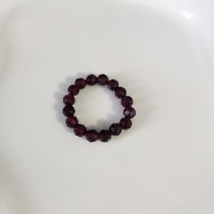 Stretchy Beaded Garnet Ring